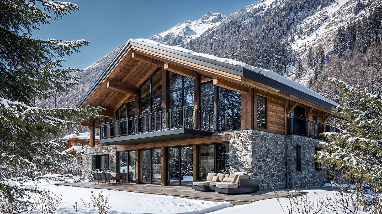 Chalet bois contemporain luxe par architecte Chamonix