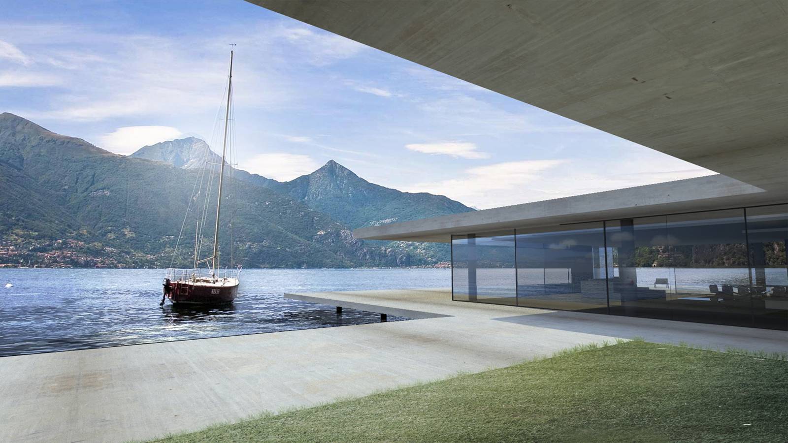 maison contemporaine architecte luxe béton verre bord lac Annecy