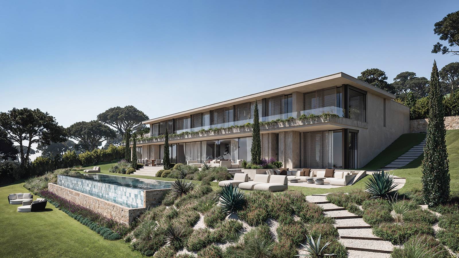 Maison contemporaine luxueuse Saint Tropez par architectes vielliard Francheteau
