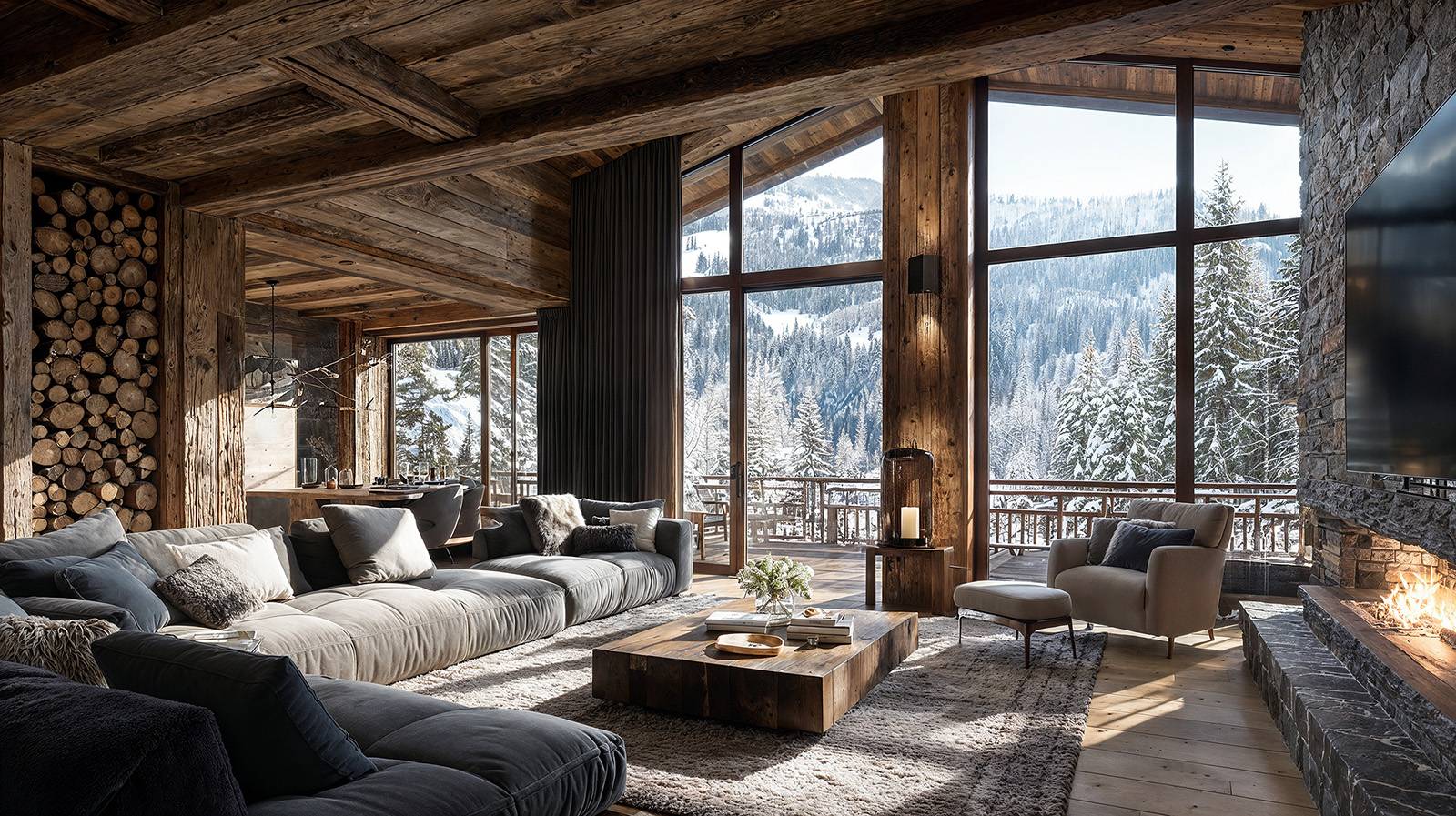 architecte chalet luxe bois intérieur design Megève