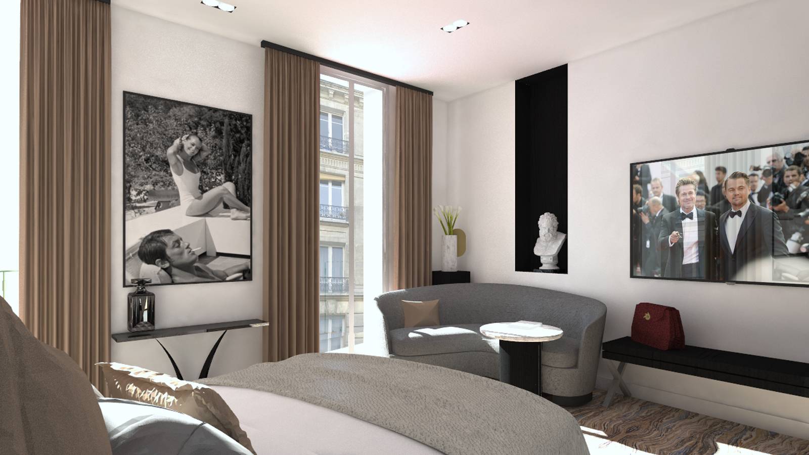 rénovation contemporaine chambre hotel cannes